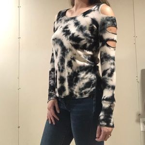 Rock & Republic acid washed cold shoulder sweater